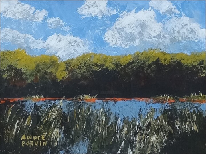 Painting titled "Survol de cumulus" by André Potvin, Original Artwork, Acrylic