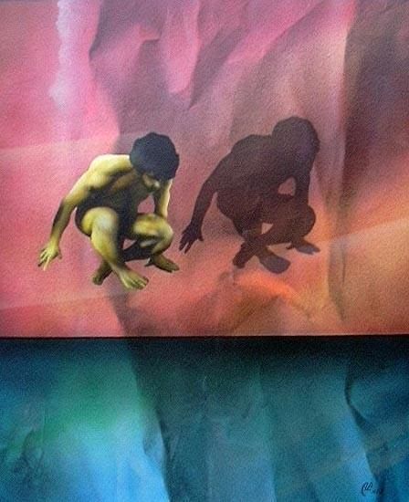 Malerei mit dem Titel "Homo Erectus" von Patrice Allais, Original-Kunstwerk, Andere