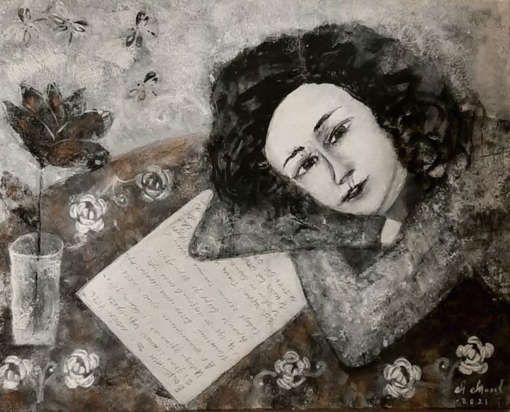 Pittura intitolato "Письмо" da Anna Milkis, Opera d'arte originale, Acrilico