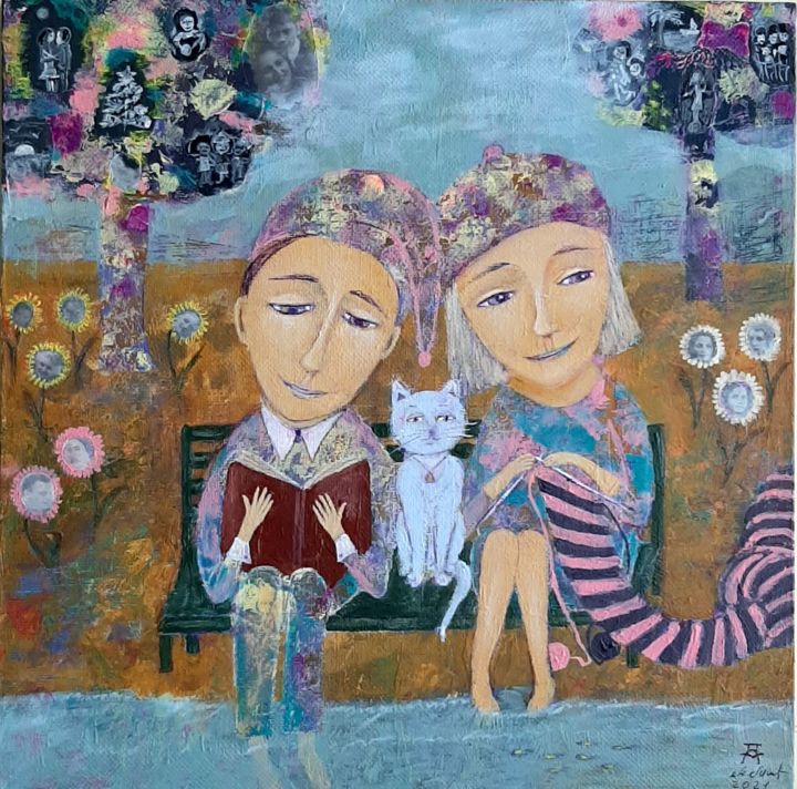 Картина под названием "Бесконечность" - Анна Милькис, Подлинное произведение искусства, Акрил Установлен на Деревянная рама…