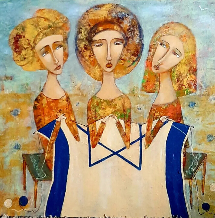 Painting titled "Молитва" by Anna Milkis, Original Artwork, Acrylic