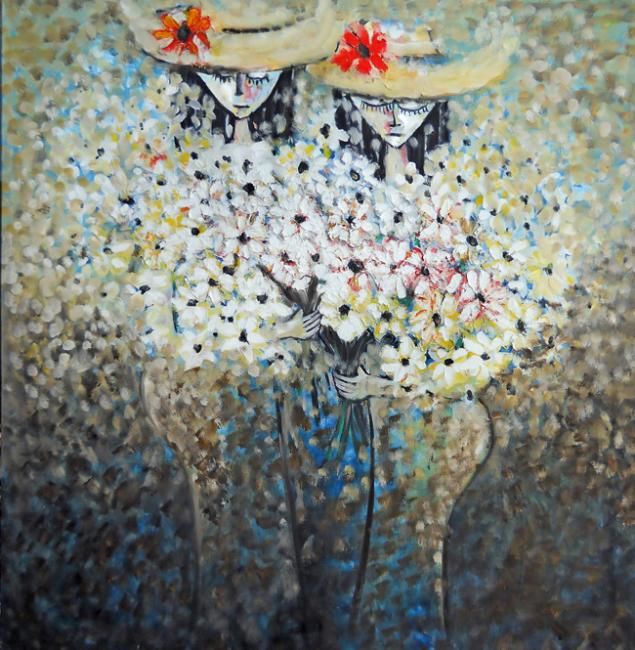 Pintura titulada "Primavera con flore…" por Antonio Perez Bornot, Obra de arte original, Oleo