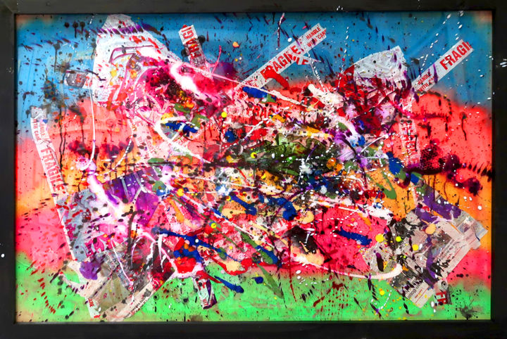 Painting titled "LEZARD FURAX" by Aperato, Original Artwork, Acrylic Mounted on Plexiglass