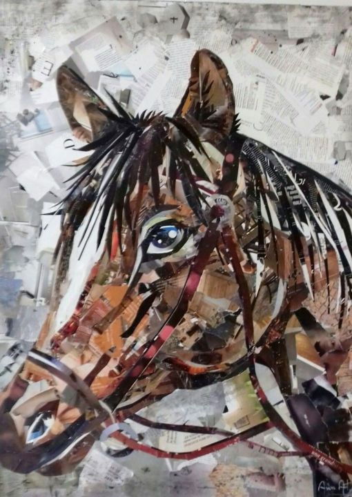Collages intitolato "Horse collage" da Ana Almeida, Opera d'arte originale, Collages