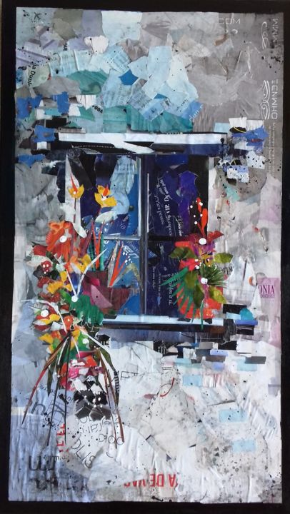 Collages titulada "Window" por Ana Almeida, Obra de arte original, Collages