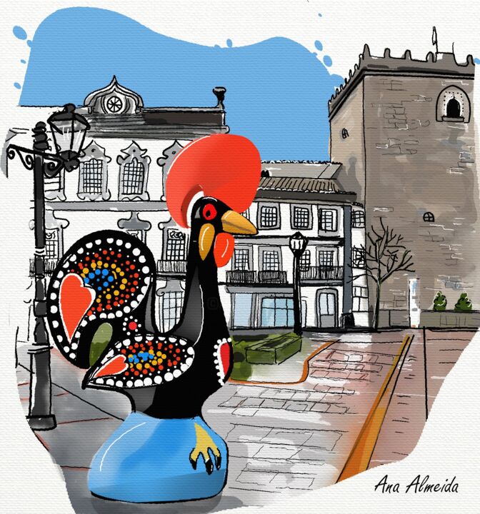 Artes digitais intitulada "Barcelos - portugal" por Ana Almeida, Obras de arte originais, Pintura digital