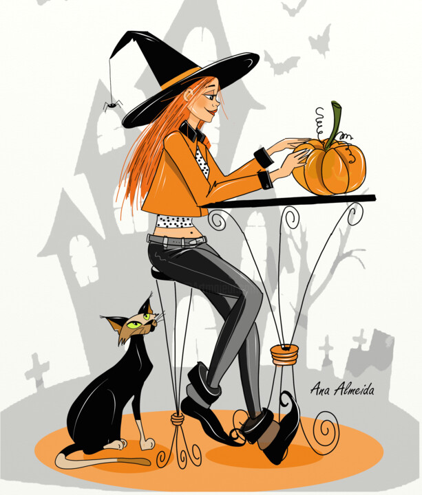 Artes digitais intitulada "Halloween" por Ana Almeida, Obras de arte originais, Trabalho Digital 2D
