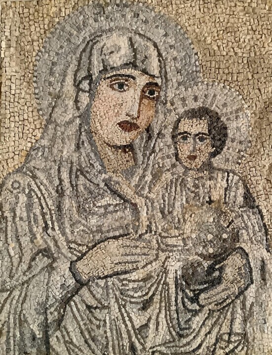 Sculpture intitulée "Virgin Mary of jeru…" par Aphrodite Zampetake, Œuvre d'art originale, Mosaïque