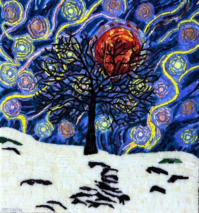 "Red moon" başlıklı Heykel Αφροδιτη Ζαμπετακη tarafından, Orijinal sanat, Mozaik