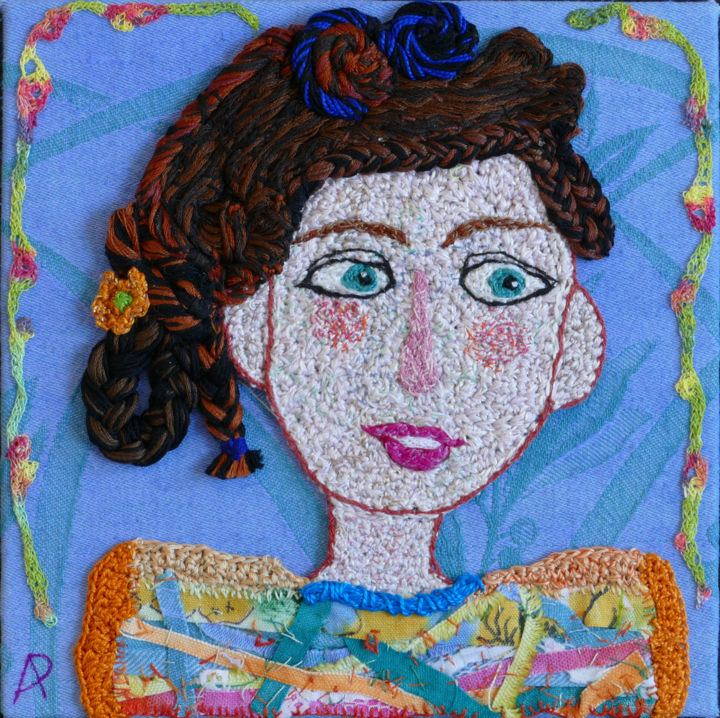Textile Art titled "Félicia 2" by Apignat, Original Artwork, Thread