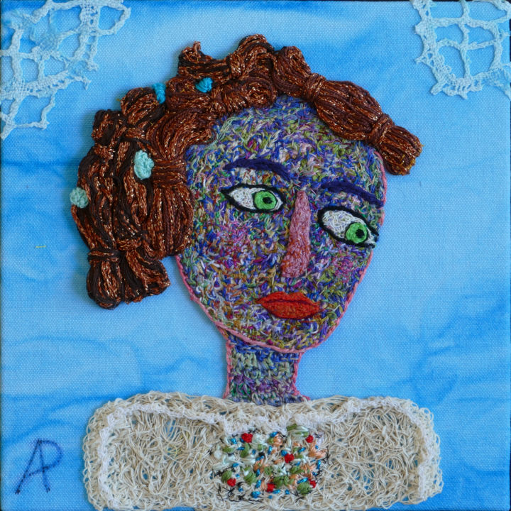 Textielkunst getiteld "Naomi" door Apignat, Origineel Kunstwerk, Draad