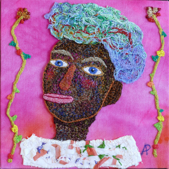 Textielkunst getiteld "Mariama" door Apignat, Origineel Kunstwerk, Draad