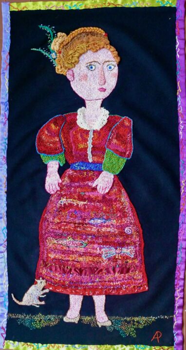Textile Art titled "Eleonorita" by Apignat, Original Artwork, Embroidery