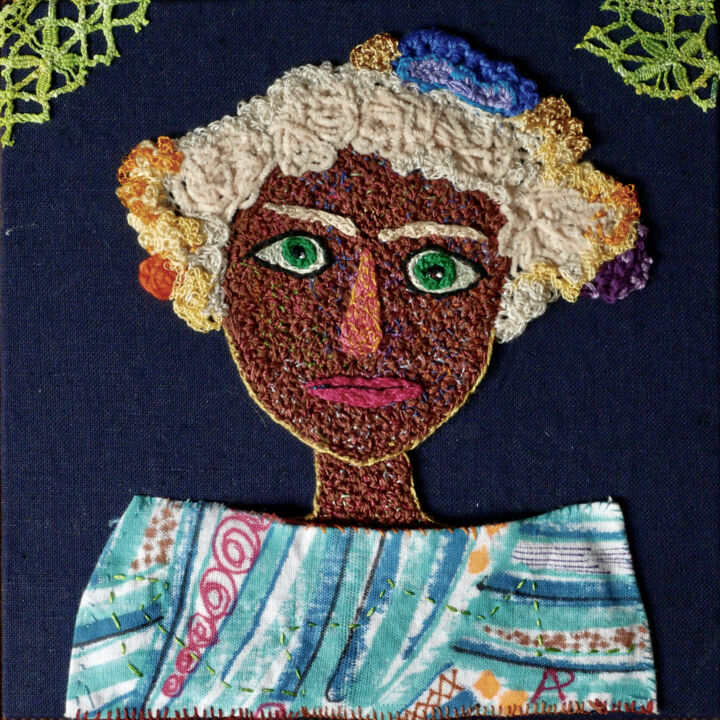 Textile Art titled "Wanda" by Apignat, Original Artwork, Embroidery