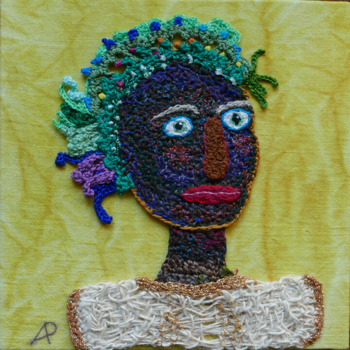 Textile Art titled "Yeleen" by Apignat, Original Artwork, Embroidery