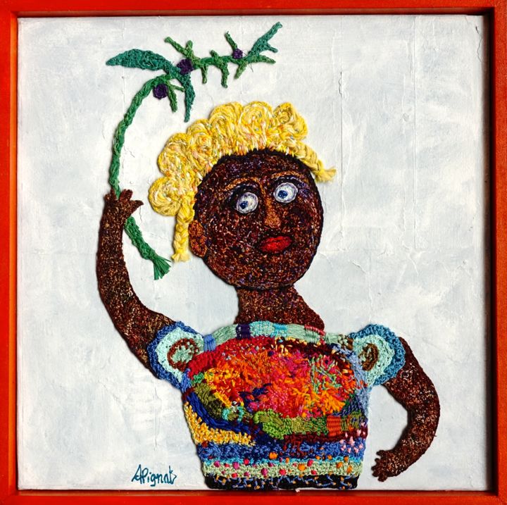Textile Art titled "doudou-a-la-palme.j…" by Apignat, Original Artwork