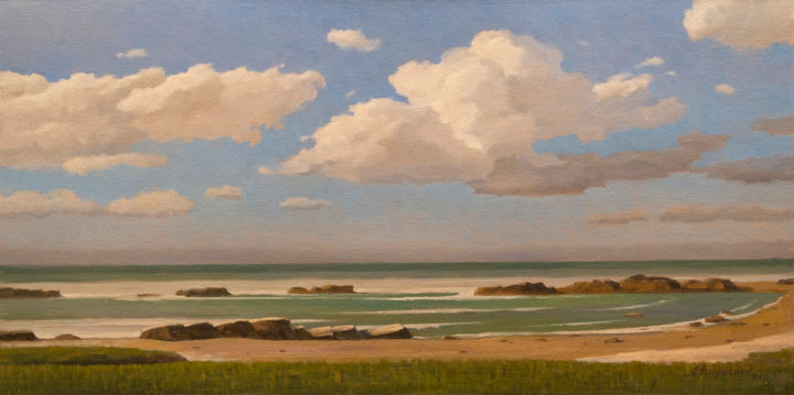 Painting titled "On the shore #2" by Andrey Pingachev, Original Art, Oil