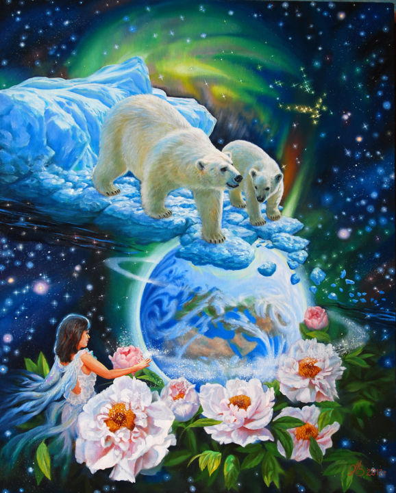 Peinture intitulée "Полярная медведица" par Maksim Iablunovskii, Œuvre d'art originale