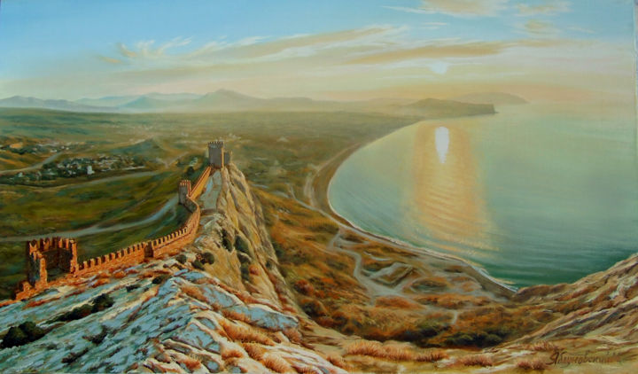 Peinture intitulée "Генуэзская крепость" par Maksim Iablunovskii, Œuvre d'art originale, Huile