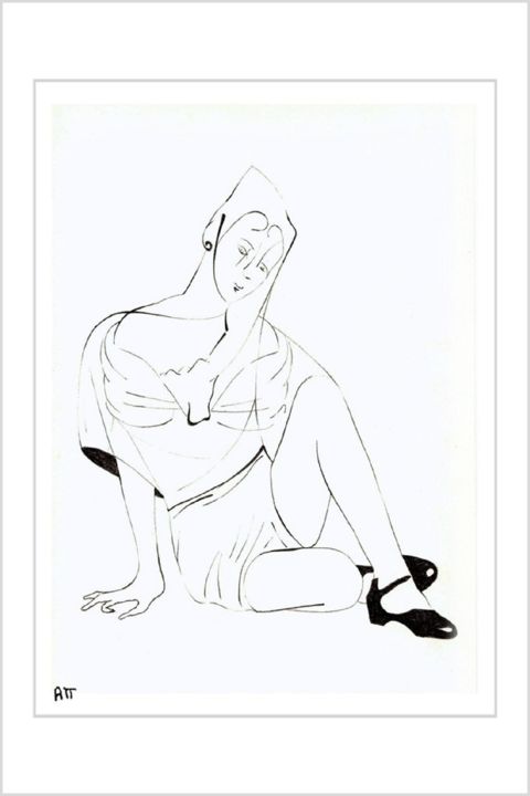 Tekening getiteld "Chaussure à son pied" door Alexandre Podgorny, Origineel Kunstwerk