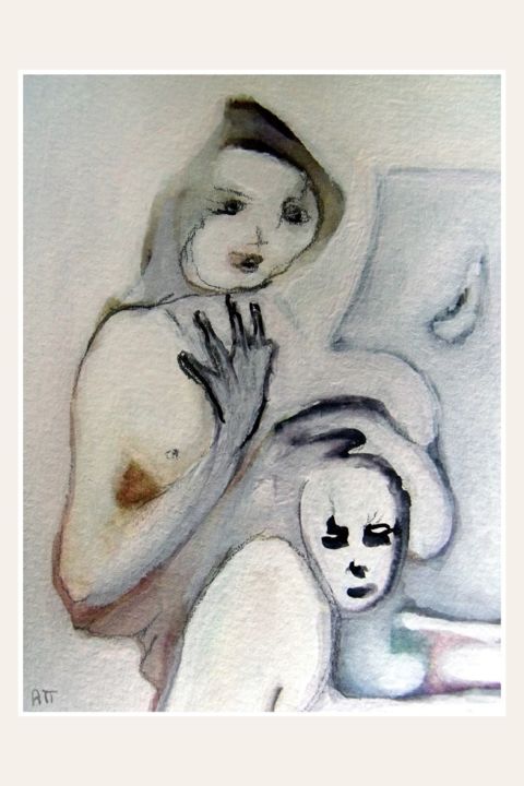Peinture intitulée "Femme à l'enfant" par Alexandre Podgorny, Œuvre d'art originale