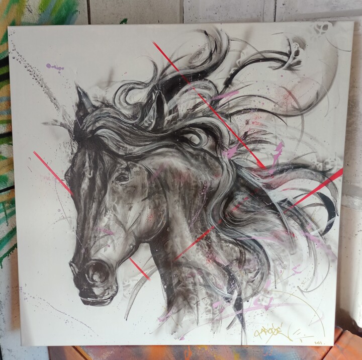 Peinture intitulée "Horse power" par Apogée, Œuvre d'art originale, Acrylique