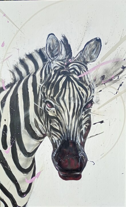 Painting titled "zebra 3" by Apogée, Original Artwork, Acrylic