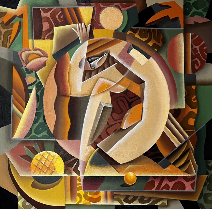 Painting titled "№ 00254 «Informatio…" by Apollonas Soben, Original Artwork, Oil Mounted on Wood Stretcher frame