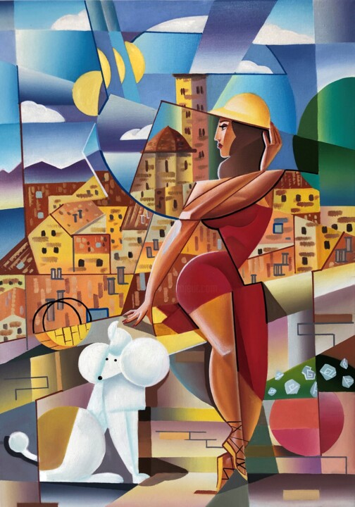 Painting titled "№ 00233 «Volterra»" by Apollonas Soben, Original Artwork, Oil Mounted on Wood Stretcher frame