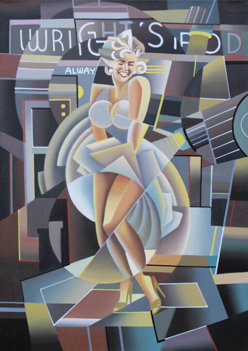 Painting titled "00302 «Marilyn»" by Apollonas Soben, Original Artwork, Oil Mounted on Wood Stretcher frame