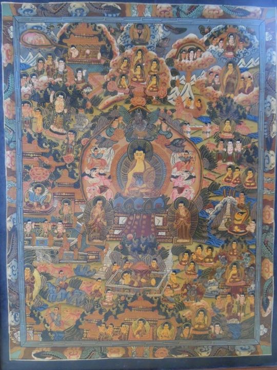 Peinture intitulée "Tibetan Tangka pain…" par Apollo Apollonius, Œuvre d'art originale, Huile Monté sur Panneau de bois