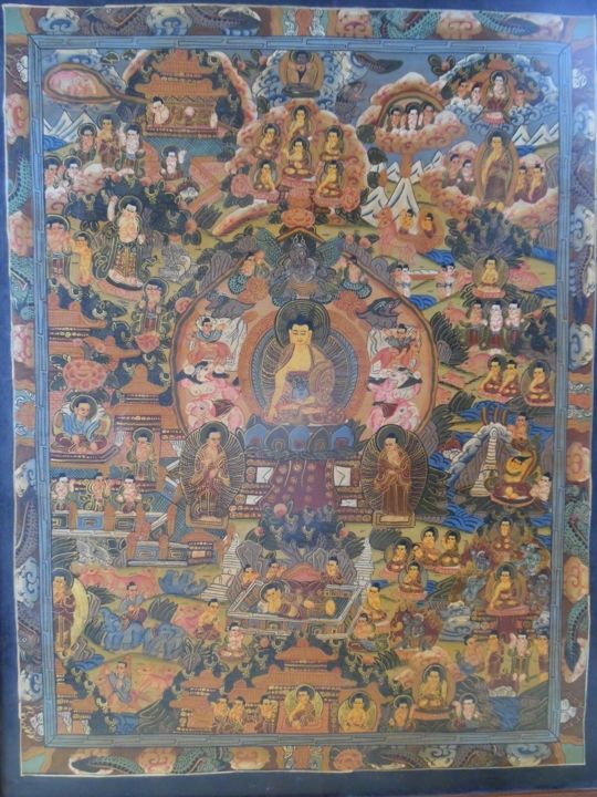 Pittura intitolato "Tibetan Tangka pain…" da Apollo Apollonius, Opera d'arte originale, Olio Montato su Pannello di legno