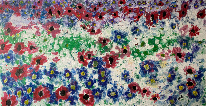 Painting titled "Abstract My Garden 1" by Apostel13, Original Artwork, Acrylic