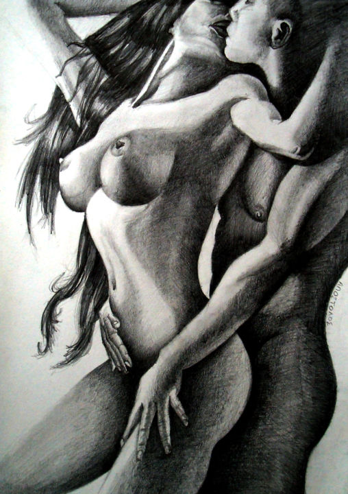 Drawing titled "PASSION AND PLEASURE" by Apostolos Gagastathis, Original Artwork, Pencil