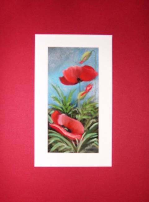 Drawing titled "Deux coquelicots" by Annick Potier, Original Artwork, Other