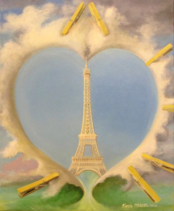 Malarstwo zatytułowany „PARIS pour COP21, n…” autorstwa Applestrophe, Oryginalna praca, Akryl Zamontowany na Drewniana rama…