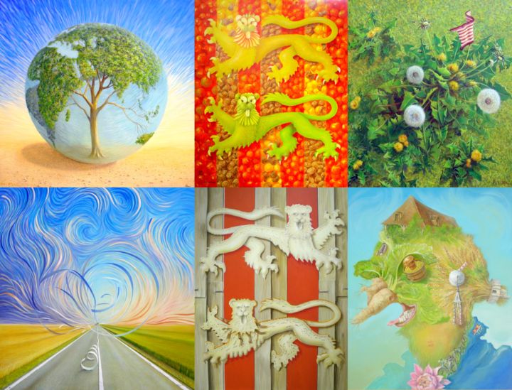 Peinture intitulée "6 tableaux anciens,…" par Applestrophe, Œuvre d'art originale, Acrylique