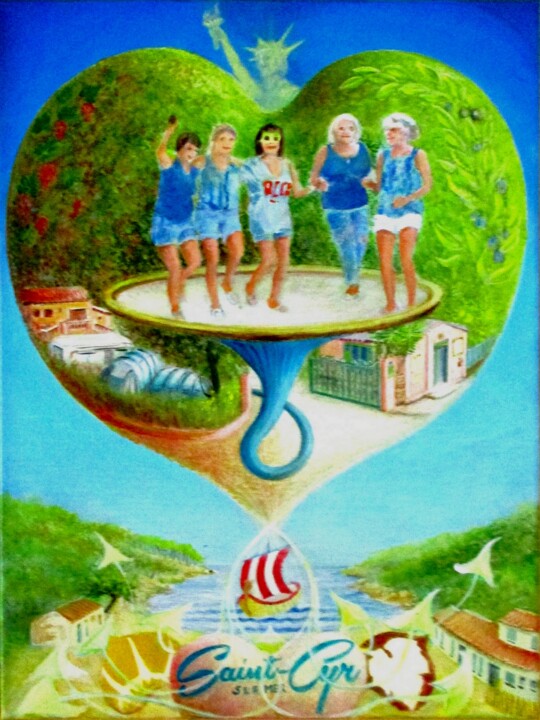 Malerei mit dem Titel "Camping de Port d'A…" von Applestrophe, Original-Kunstwerk, Acryl