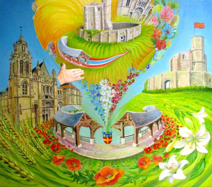 Peinture intitulée "CAPITALE VEXIN-NORM…" par Applestrophe, Œuvre d'art originale, Acrylique