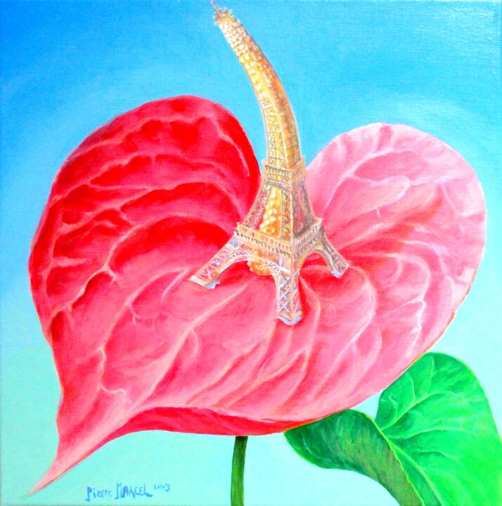 Картина под названием "Paris Fleur Anthuri…" - Applestrophe, Подлинное произведение искусства, Акрил