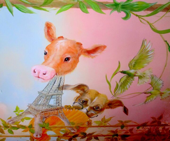 Peinture intitulée "MIGNONS PARIGOTS Pa…" par Applestrophe, Œuvre d'art originale, Aquarelle