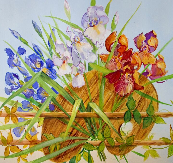 Peinture intitulée "Etudes fleurs à MAR…" par Applestrophe, Œuvre d'art originale, Acrylique