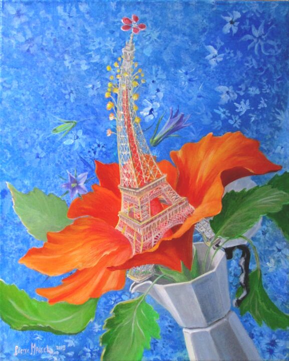Pittura intitolato "En Tour Eiffel,  FÊ…" da Applestrophe, Opera d'arte originale, Acrilico