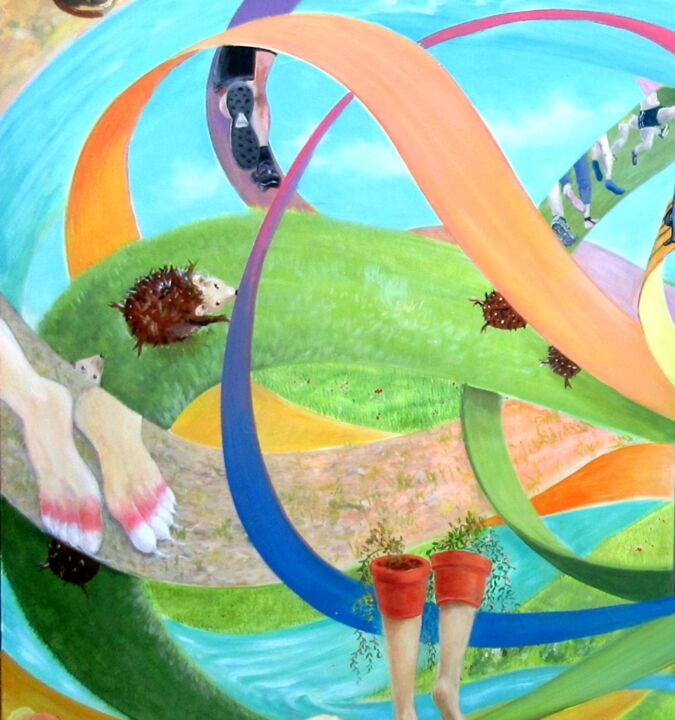Peinture intitulée "Course à pied sur s…" par Applestrophe, Œuvre d'art originale, Acrylique