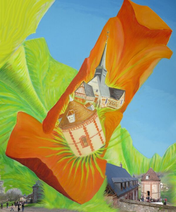 Schilderij getiteld "Mesnil-sous-Vienne…" door Applestrophe, Origineel Kunstwerk, Acryl