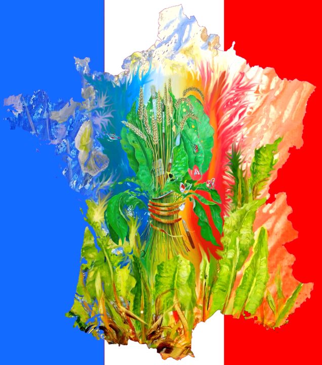 Peinture intitulée "La France en bouque…" par Applestrophe, Œuvre d'art originale, Acrylique