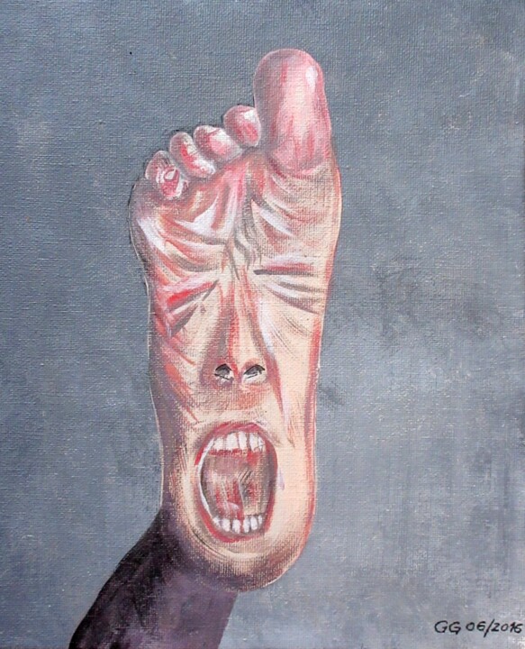Peinture intitulée "Les Pieds, agréable…" par Applestrophe, Œuvre d'art originale, Acrylique