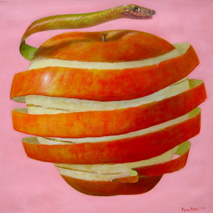 Painting titled "ÈVE POMME NORMANDIE…" by Applestrophe, Original Artwork, Acrylic