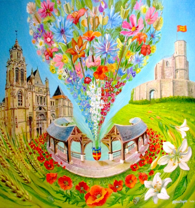 Peinture intitulée "Fête Gisors pour Mi…" par Applestrophe, Œuvre d'art originale, Acrylique