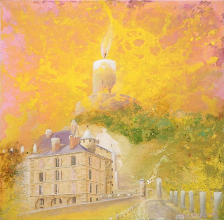 Painting titled "Château et donjon d…" by Applestrophe, Original Artwork, Acrylic